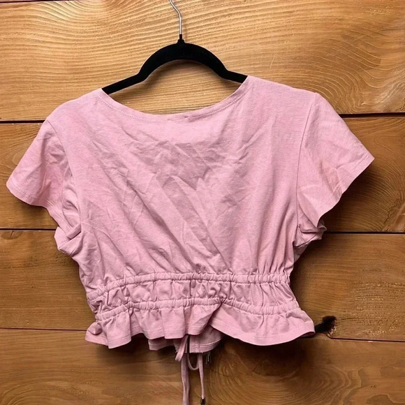 Princess Polly SZ6 Women’s Jamison Crop Top Front tie deep V neck Short Sleeve - Picture 5 of 8